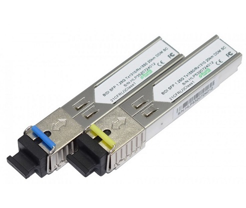 טרנסיבר SFP (מיניג'ביק) 1.25G BiDi WDM 20KM לסיב בודד (Tx1550nm/Rx1310nm) תעשייתי תואם CISCO / MSA מבית Top-X SFP504-IN-20K